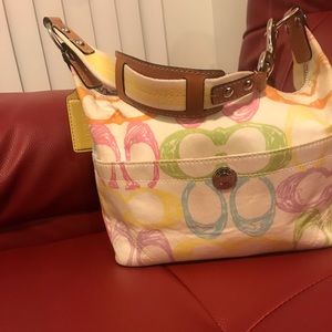 COACH Medium size multi colored bag purse!